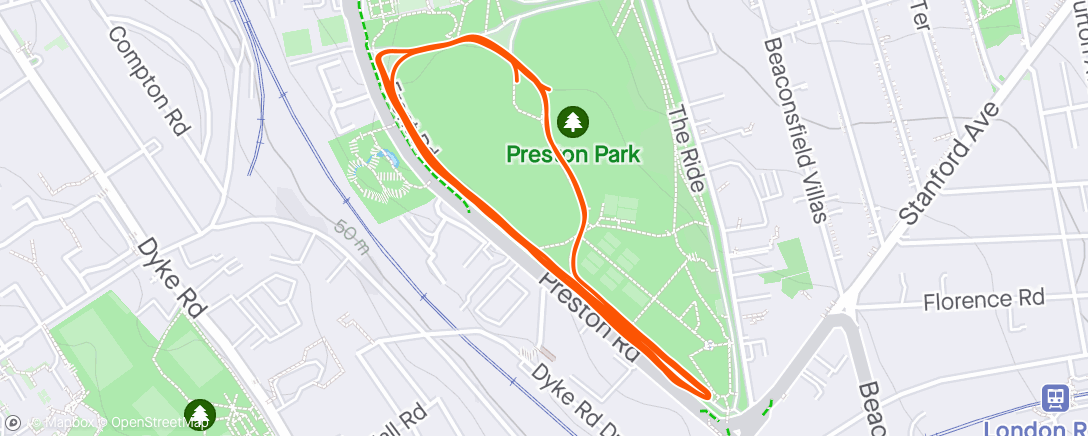 Map of the activity, Preston Park parkrun