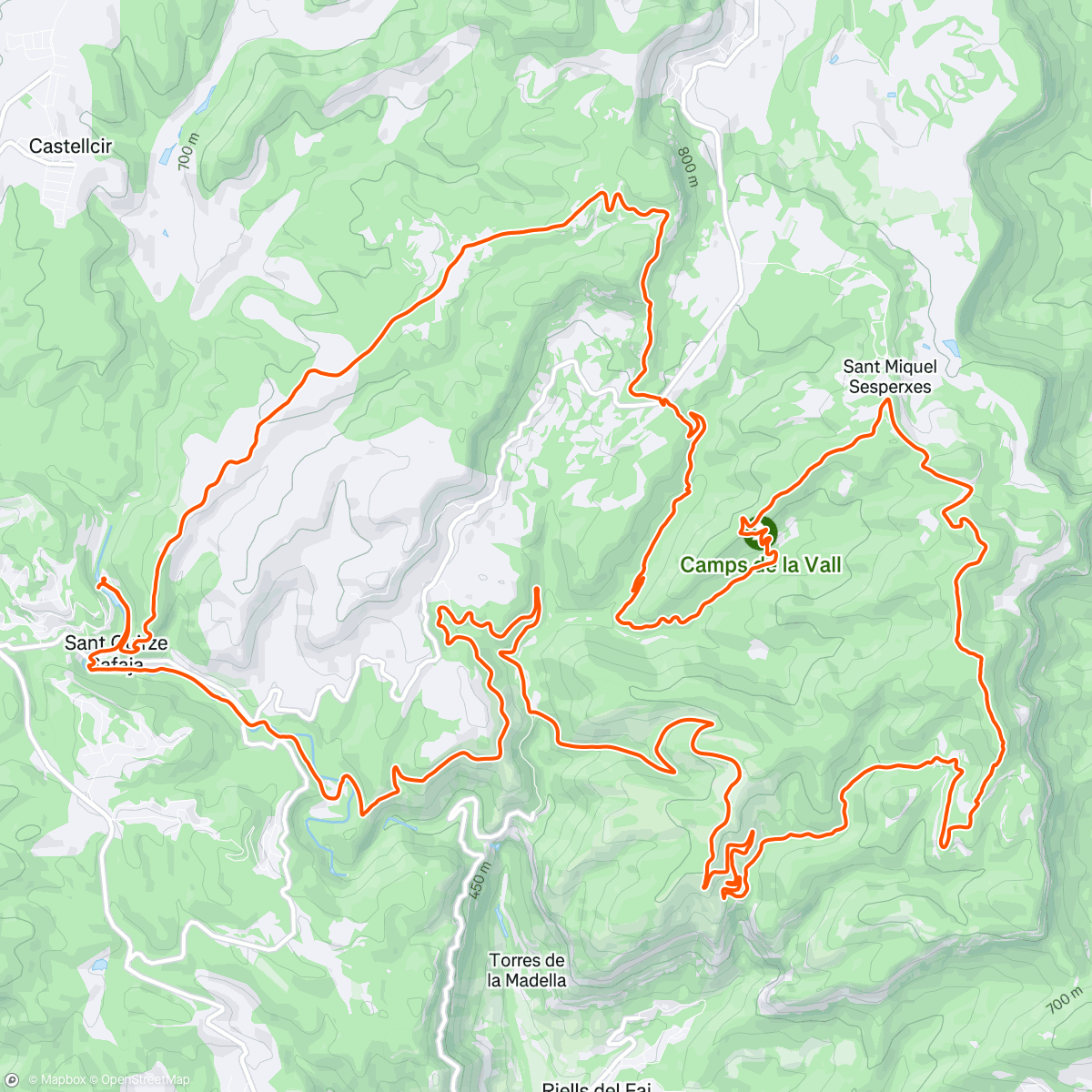 Map of the activity, Pedals de la Marató - Sant Quirze de Safaja (de parking a parking)