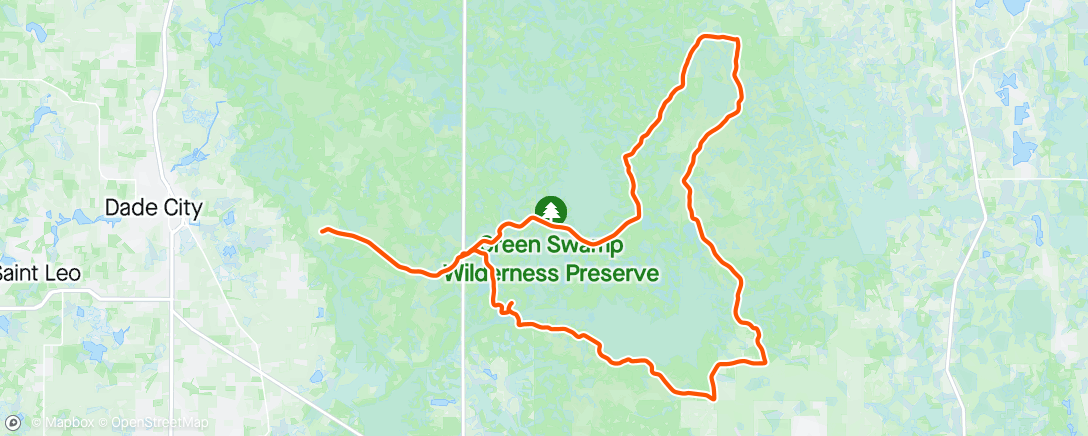 Map of the activity, Green Swamp speedy ride!