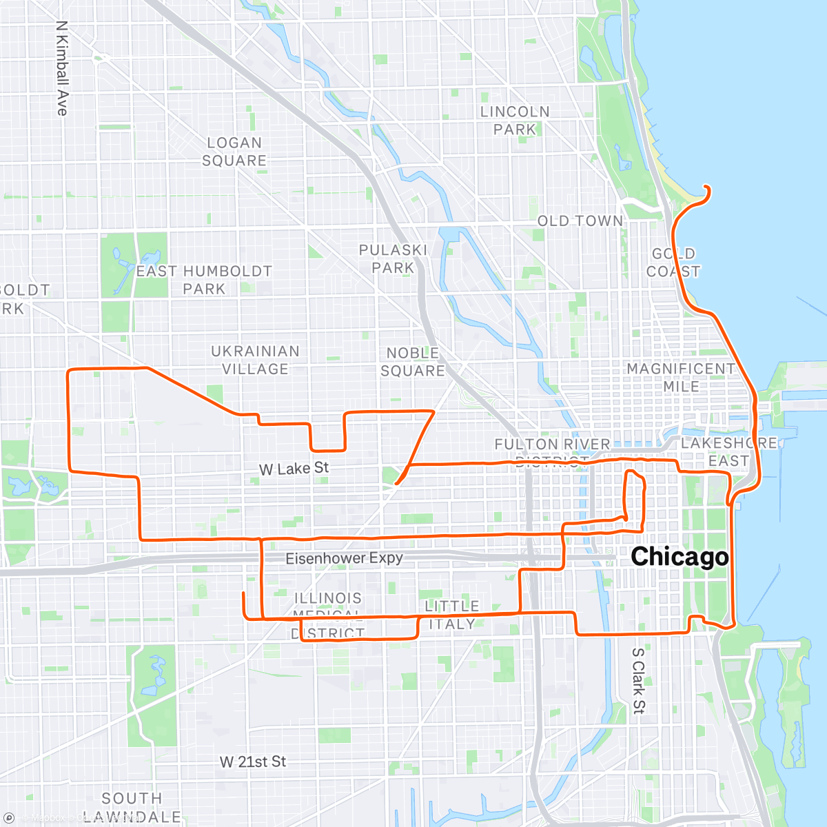 Map of the activity, Chicago critical mass