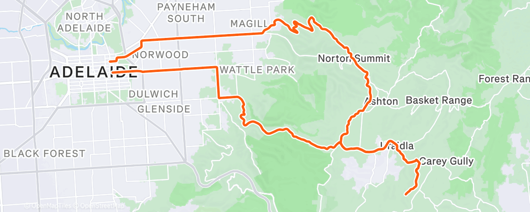 Map of the activity, Bike Ride