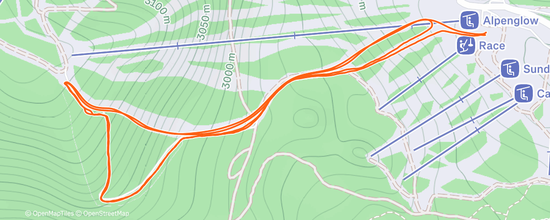 Map of the activity, all friends on a powder day