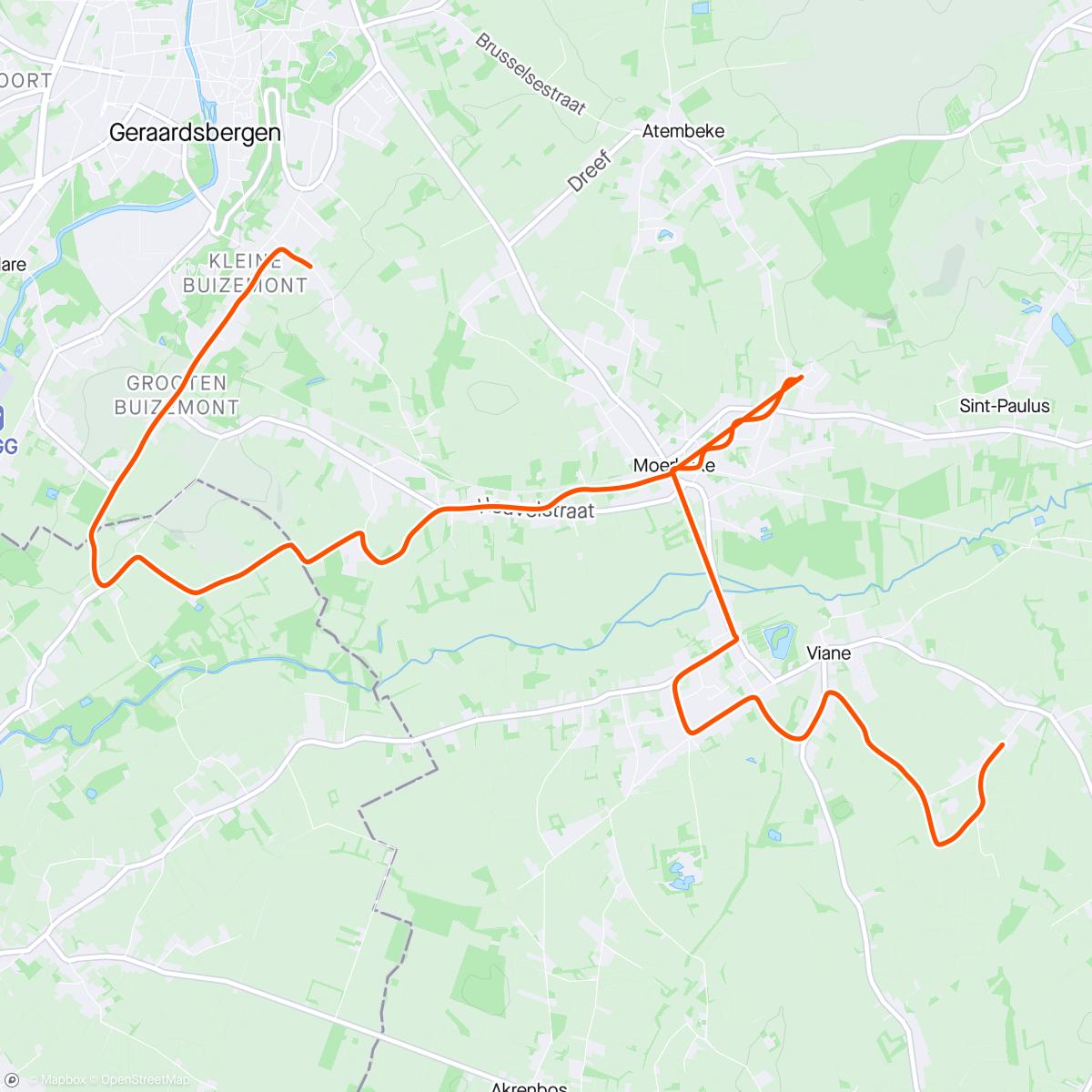 Map of the activity, Met de fiets naar school (andere helft niet geregistreerd 🤷‍♀️)