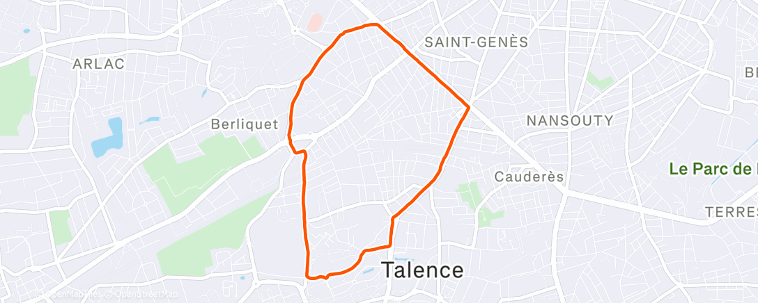 Карта физической активности (Course à pied dans l'après-midi)