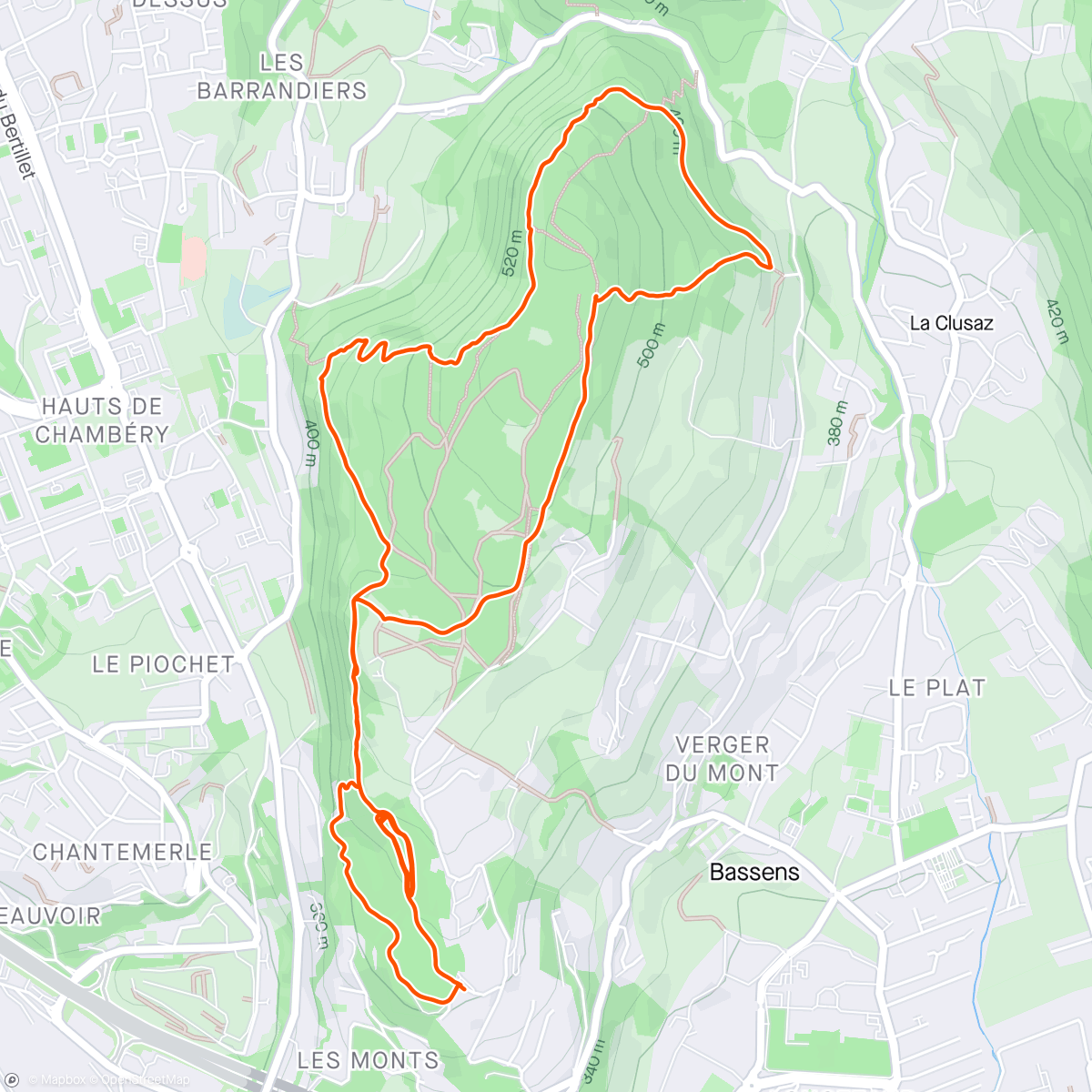 Map of the activity, Chambery, 73 - Footing sur les Monts et 5x1'/1' #CTT