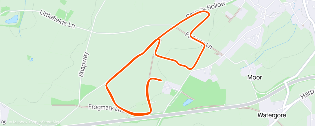 Map of the activity, Frogmary Green Farm Parkrun
