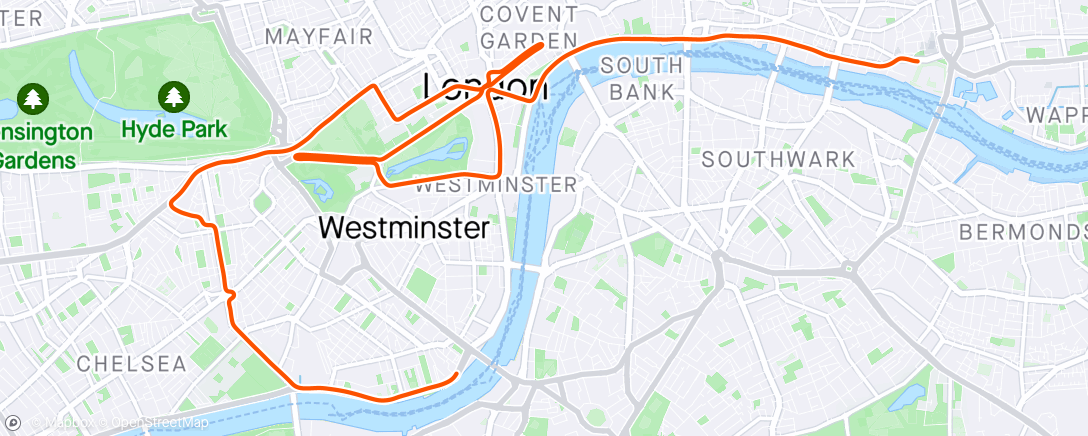 Map of the activity, Zwift - Group Ride: PACK Social Midweek Endurance (D) on Greatest London Flat in London