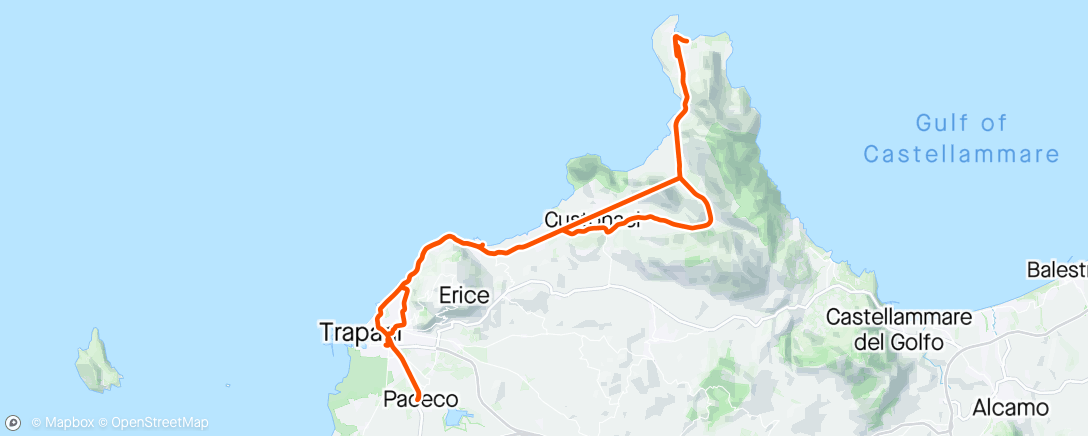 Mapa da atividade, Ciclismo serale