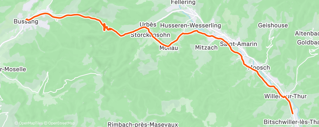 Map of the activity, Evening Ride