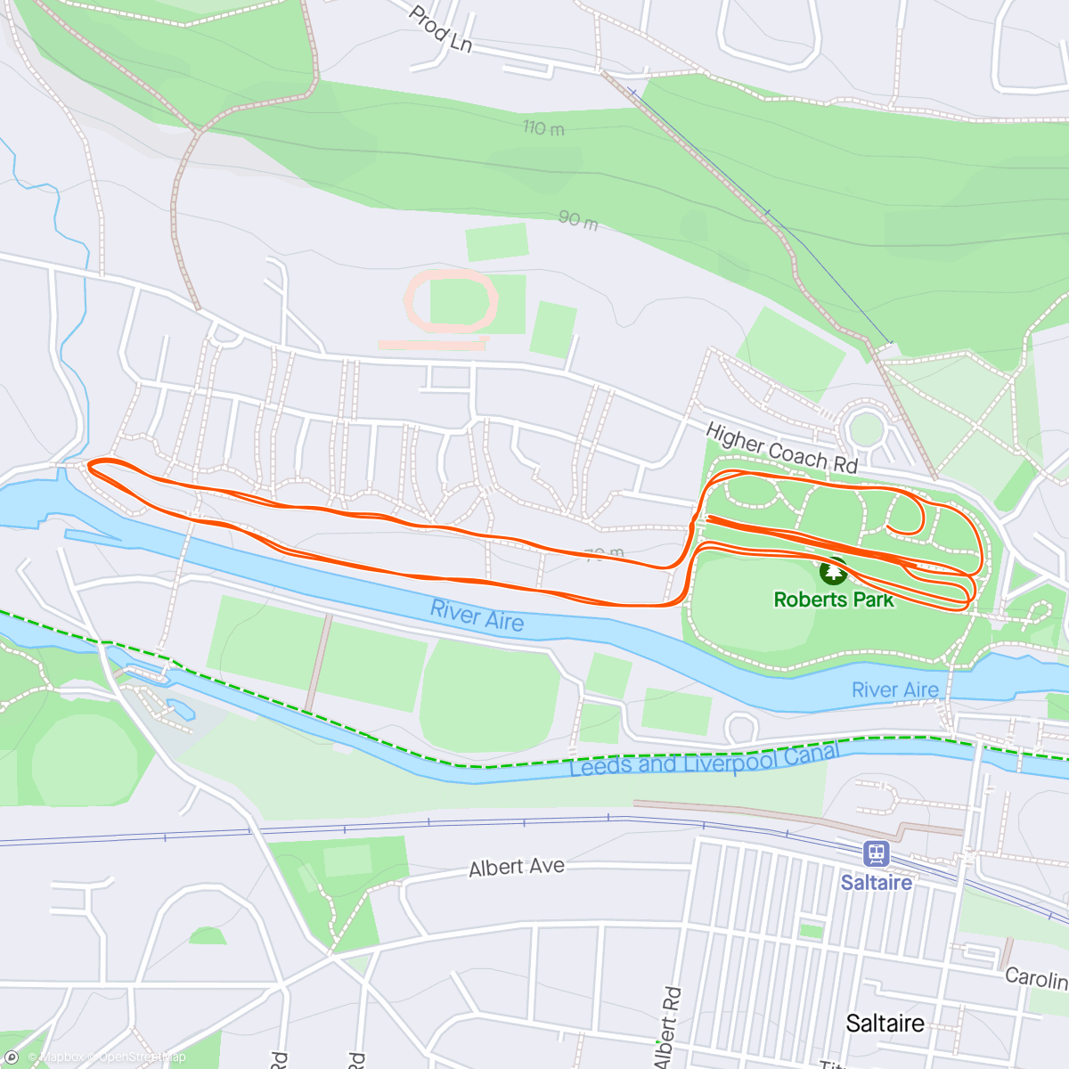 Map of the activity, Roberts Park parkrun