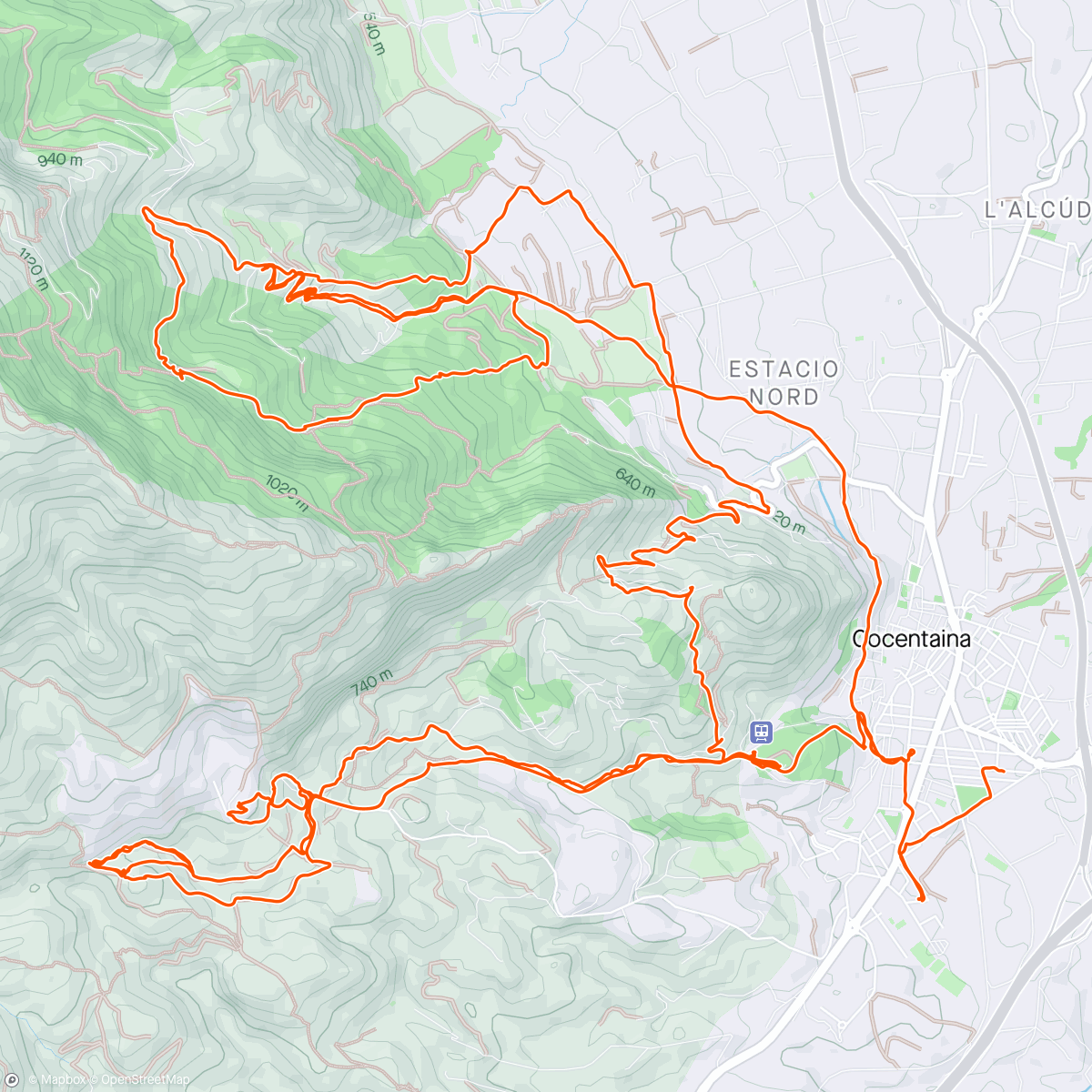 Map of the activity, Local trails, charlton-querola-castell-canterazo-menino-bombi park-red bull-santa