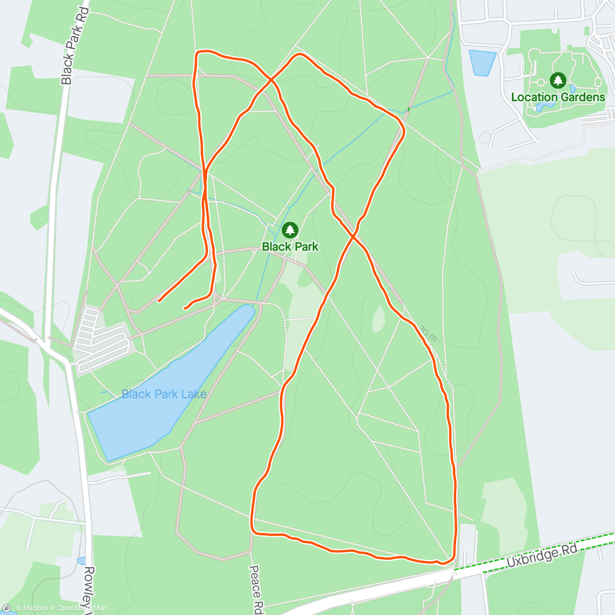 Mapa da atividade, Black Park Parkrun