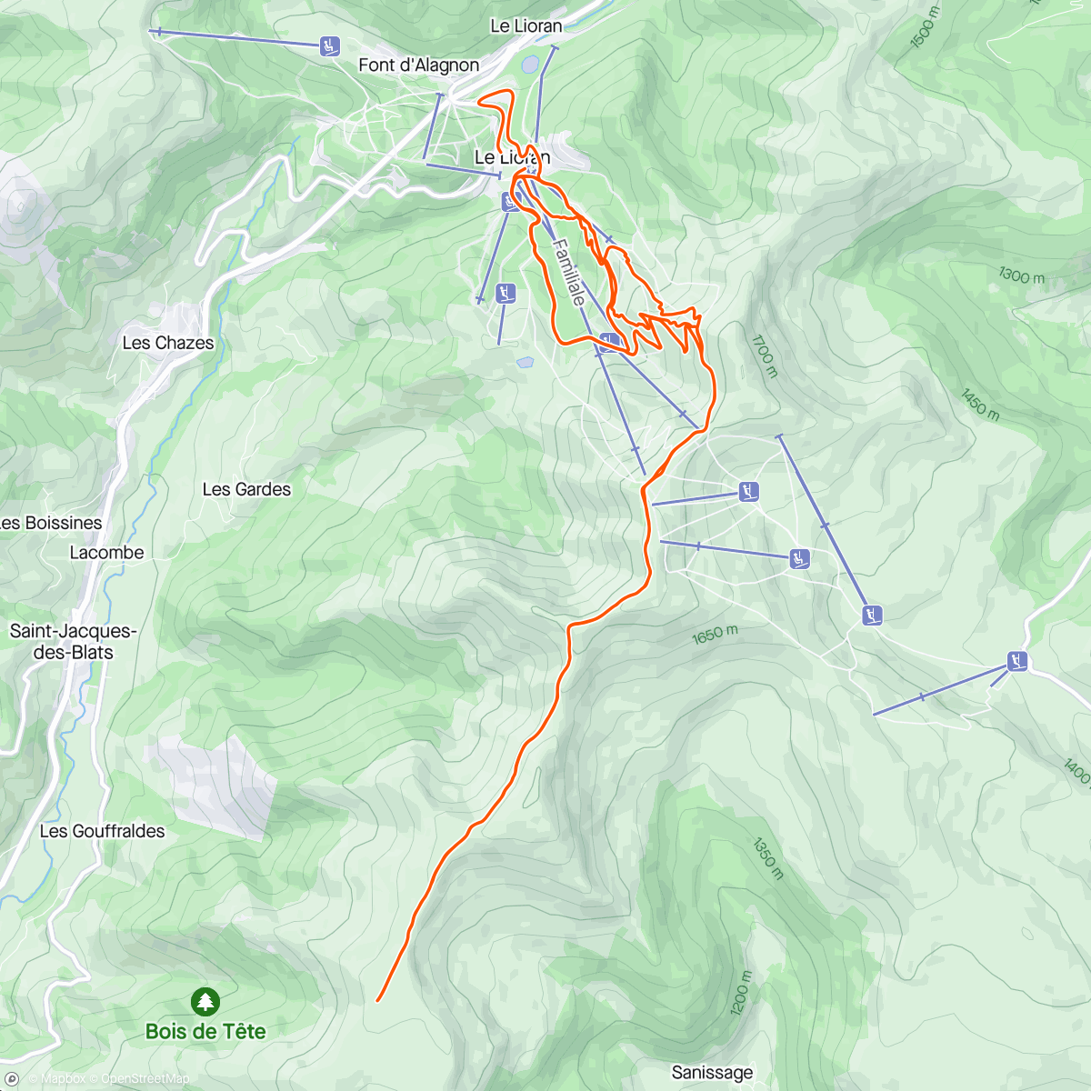 Map of the activity, Escalade