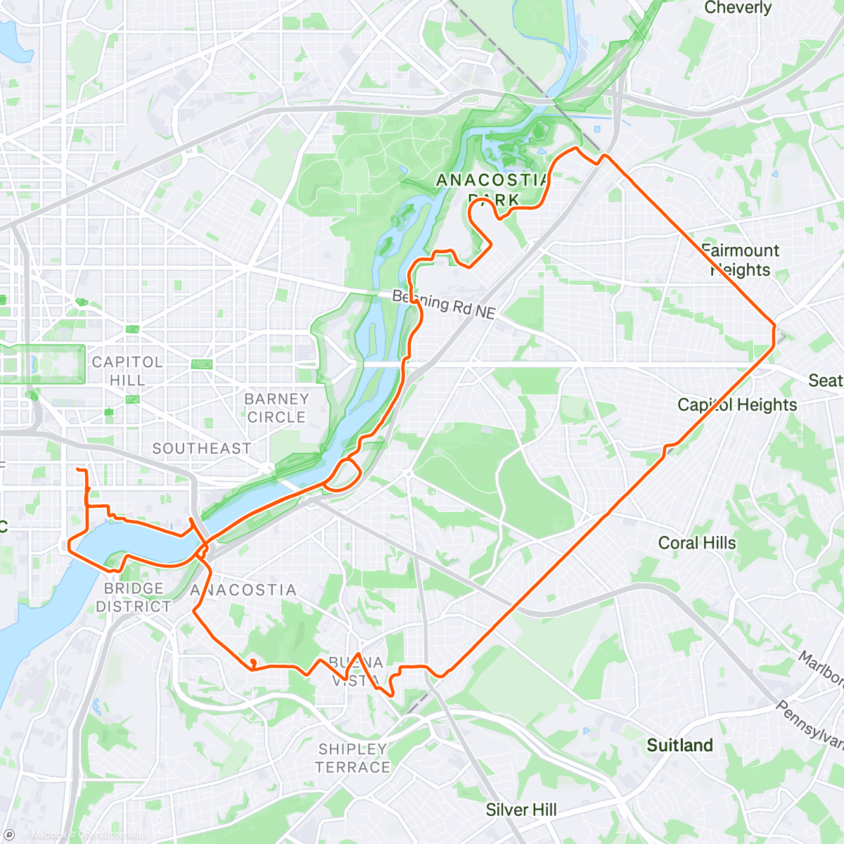 Map of the activity, Breakfast Club Ride