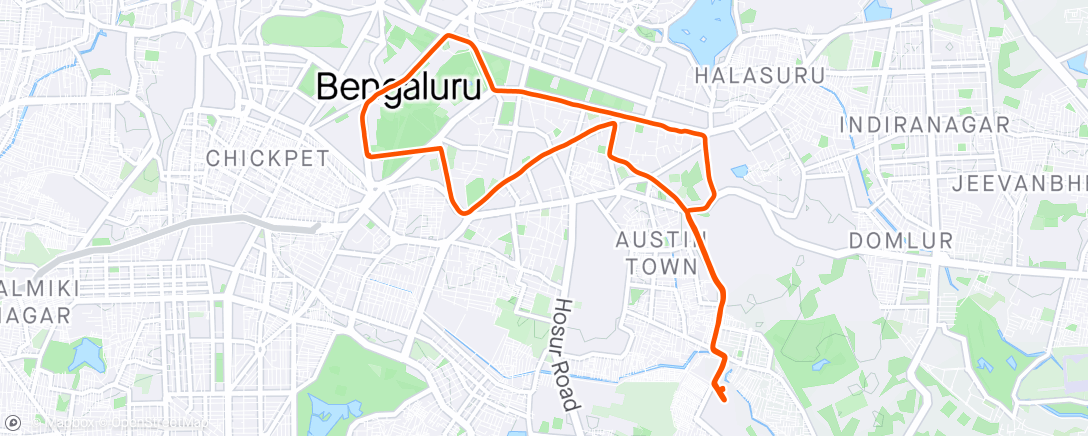 Map of the activity, Bengaluru Cycling Club Farewell Ride