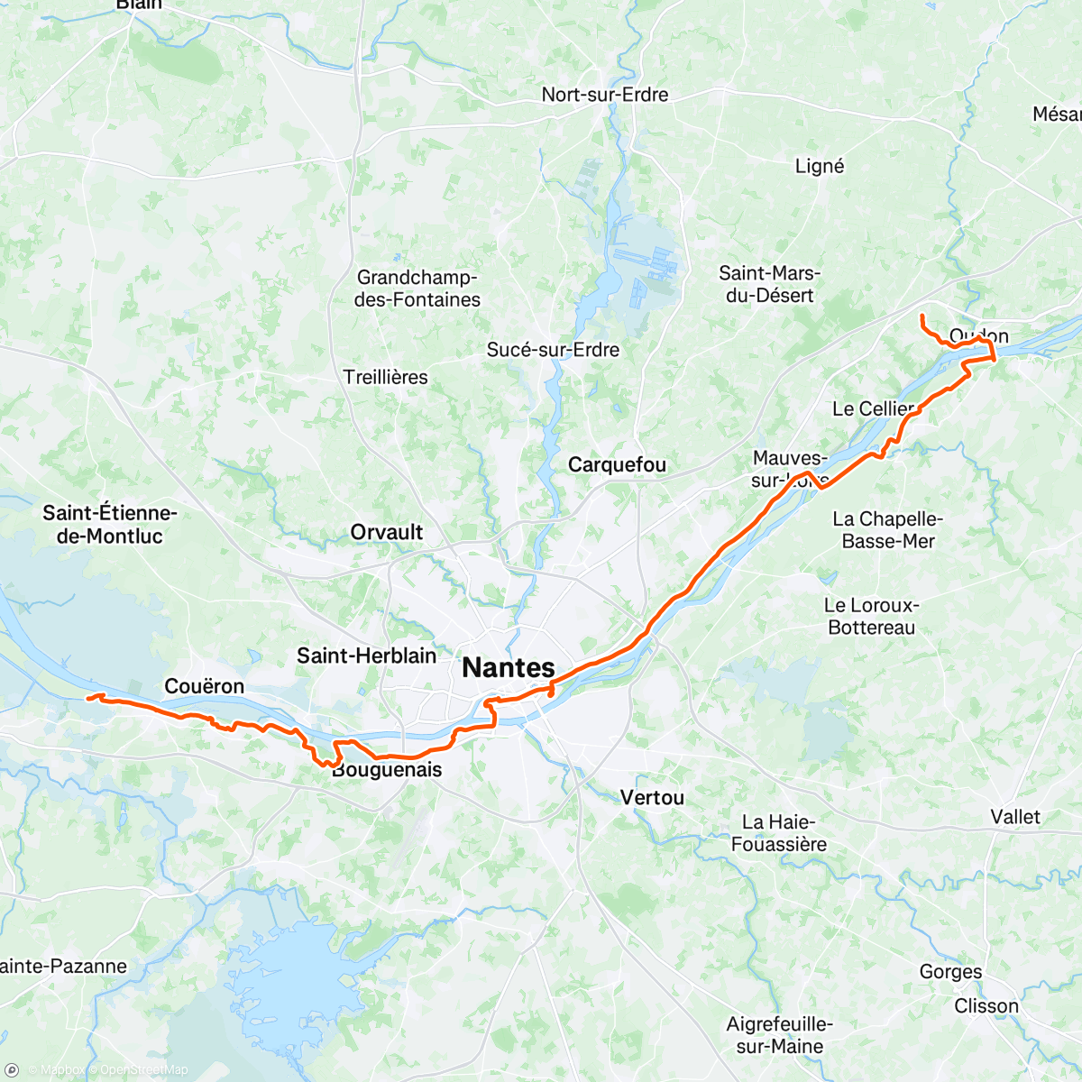 Map of the activity, Loire à vélo j4
