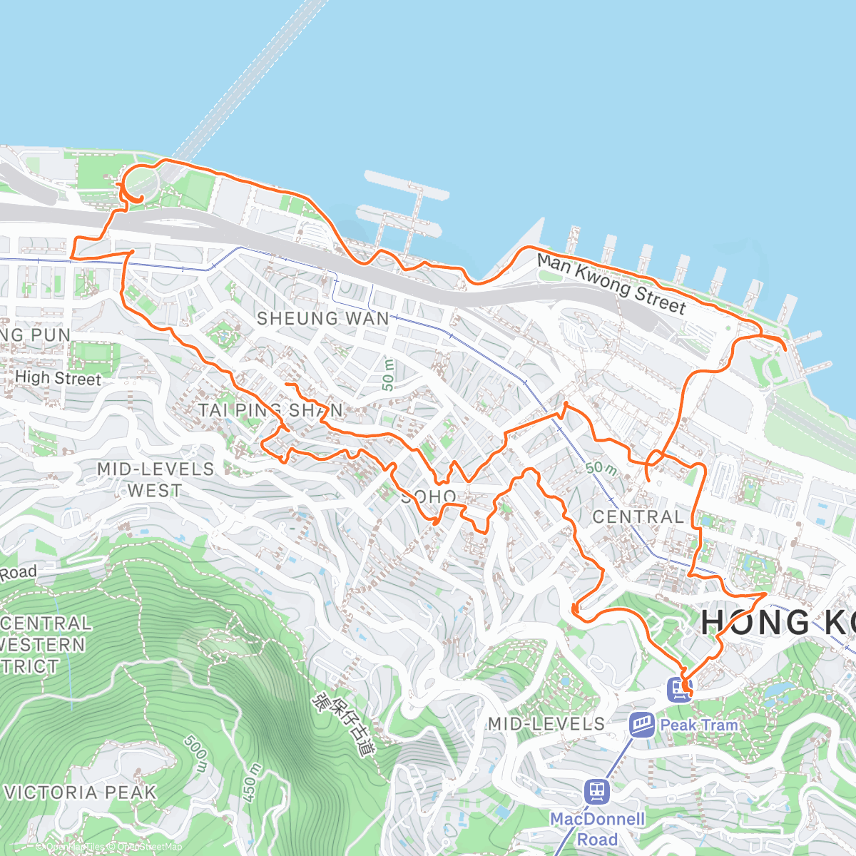 Map of the activity, Go! Running Tour - Round The Central With Rachel