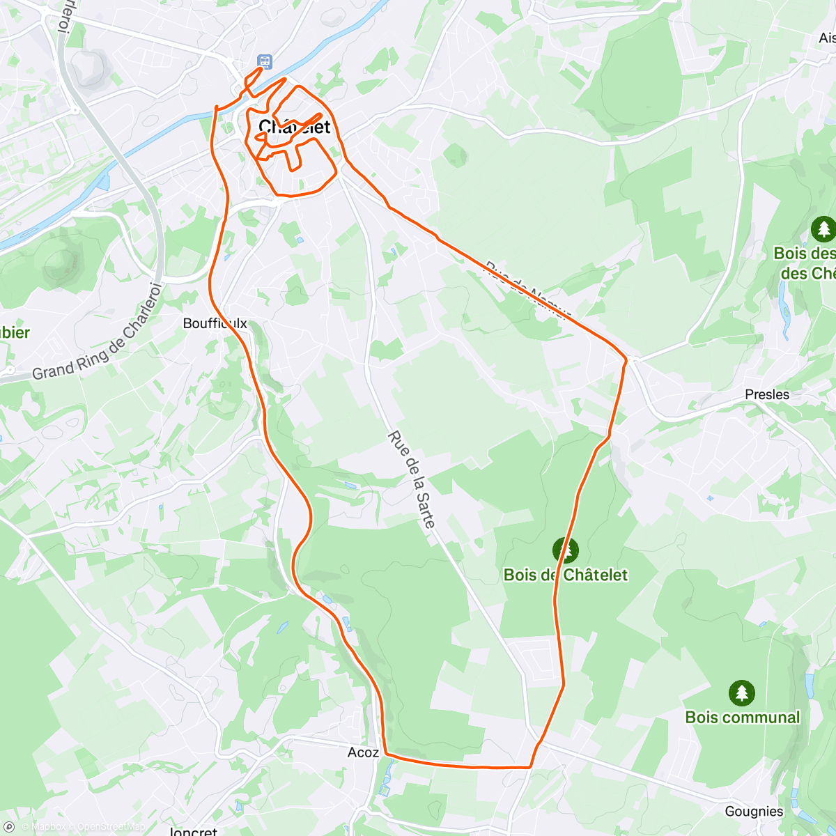 Map of the activity, Course à pied le matin