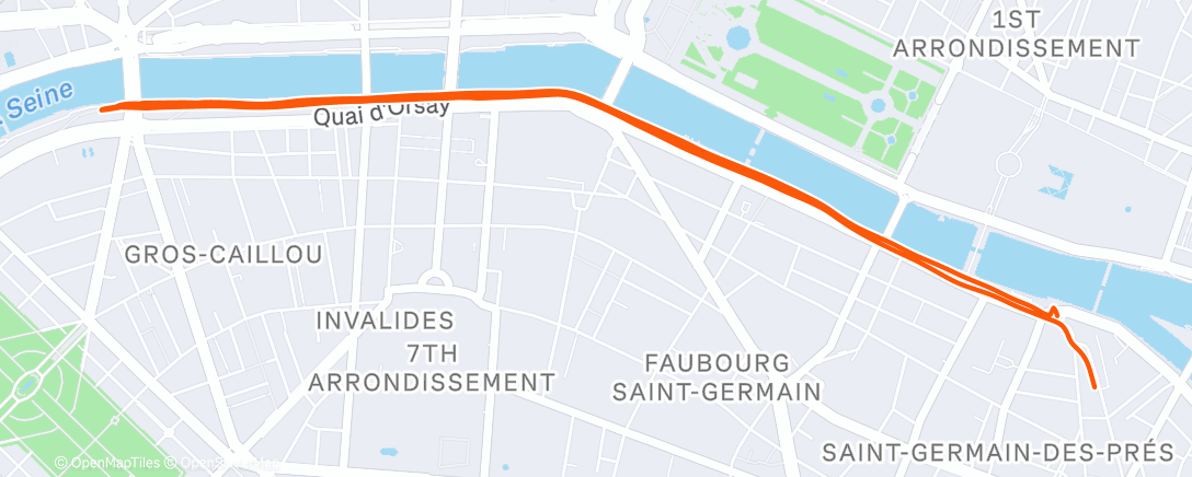 Map of the activity, Course à pied le midi