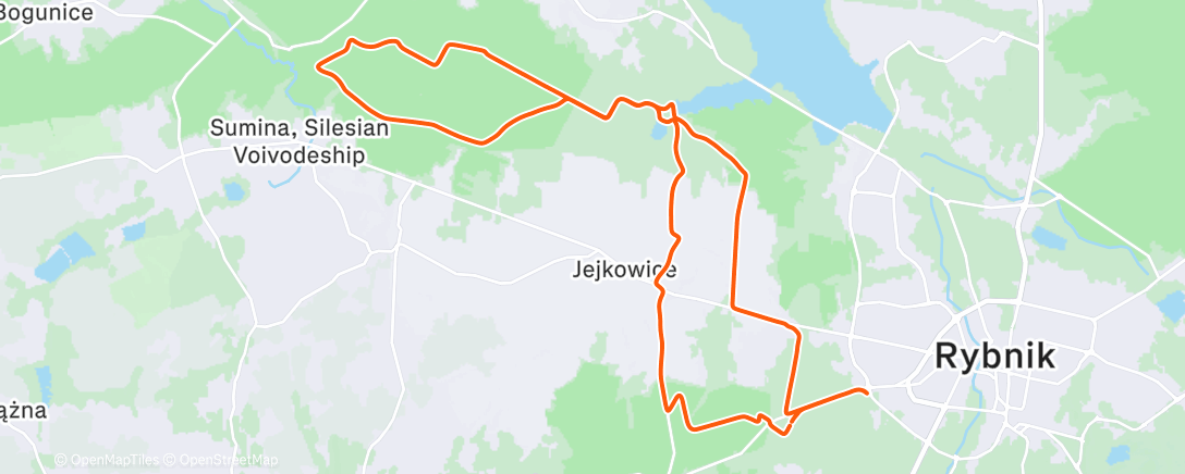 Map of the activity, Evening Ride