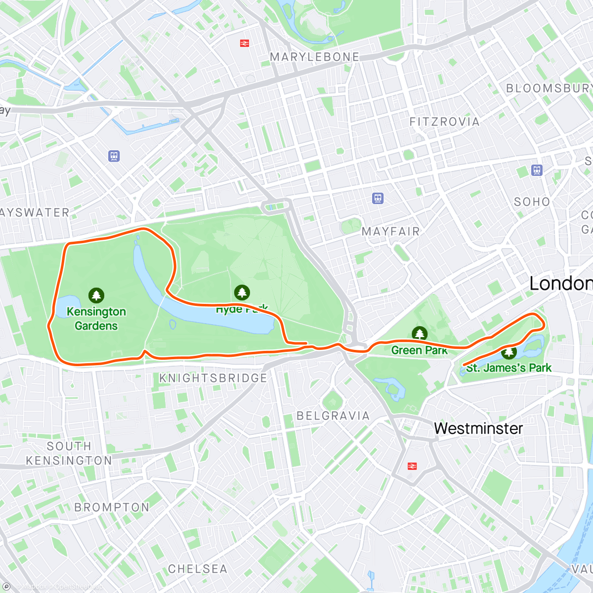 Map of the activity, London run with beer as a reward 🍻