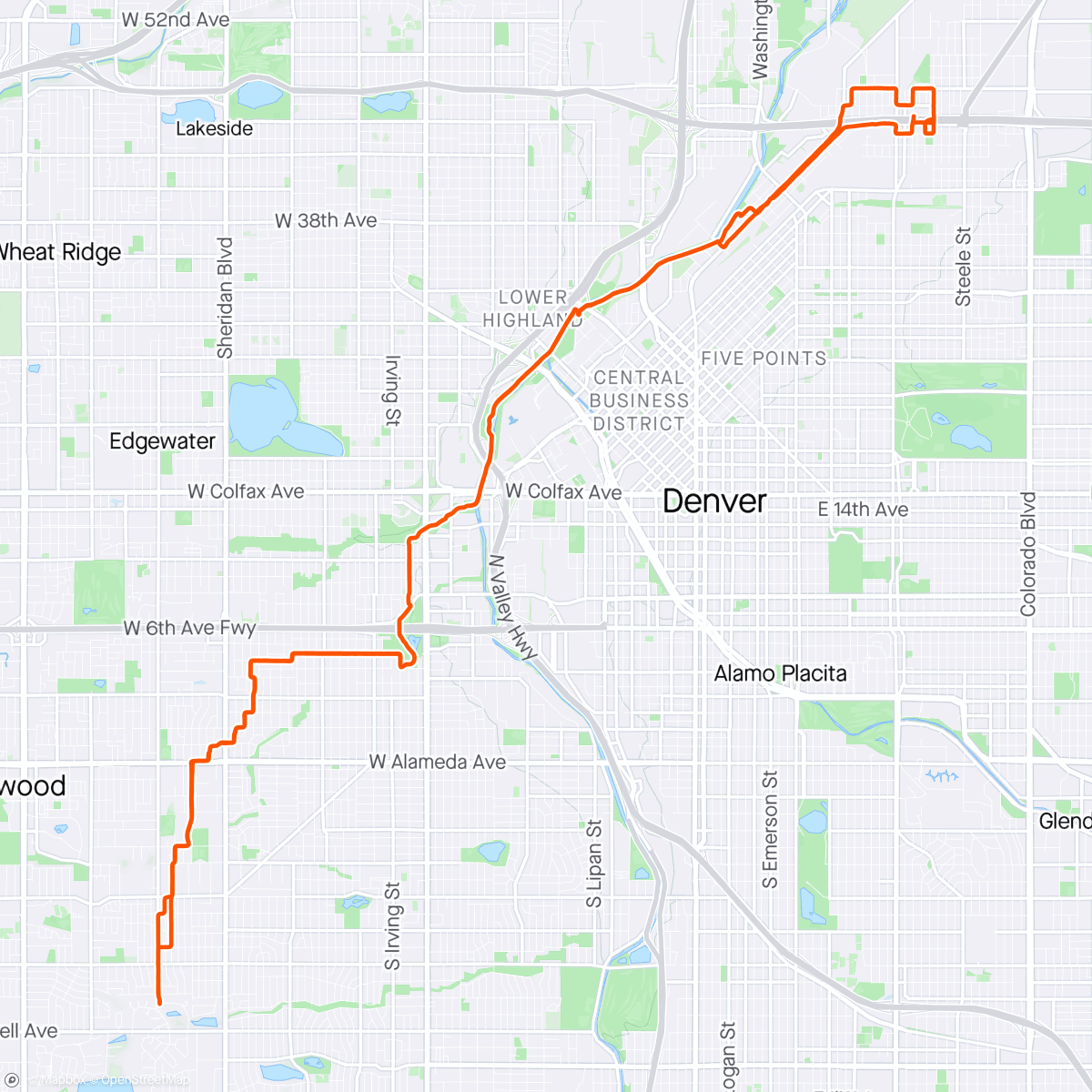 Map of the activity, Testing VAMOS with a ride to the Swansea I-70 Cap