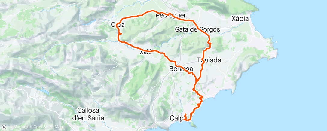 Carte de l'activité Calpe Day 5 | ‘Recovery’ ride in the rain and wind!