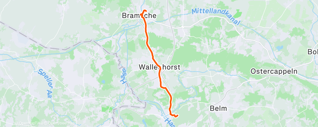 Map of the activity, Evening Ride