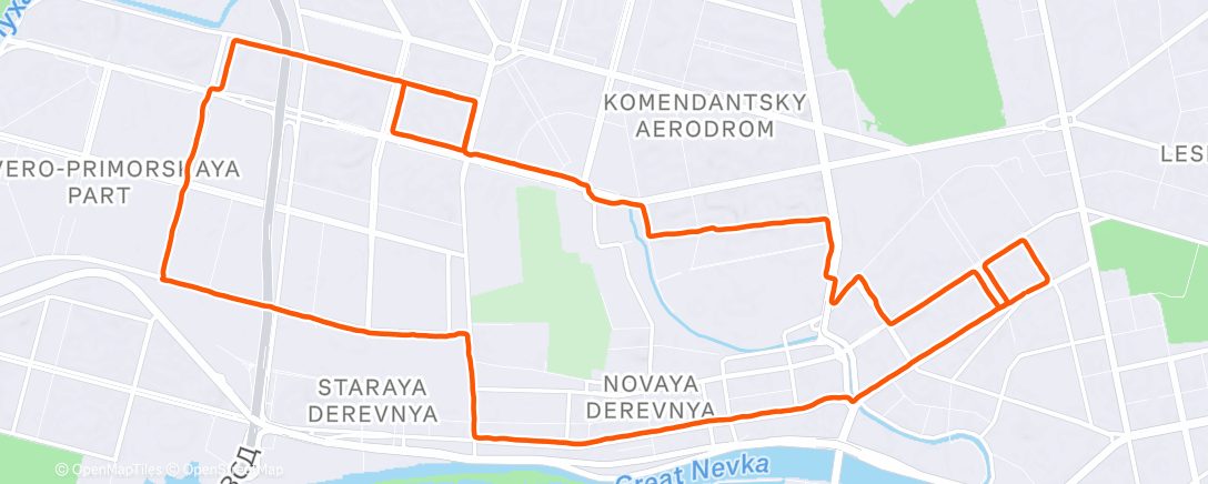 Map of the activity, Afternoon Run