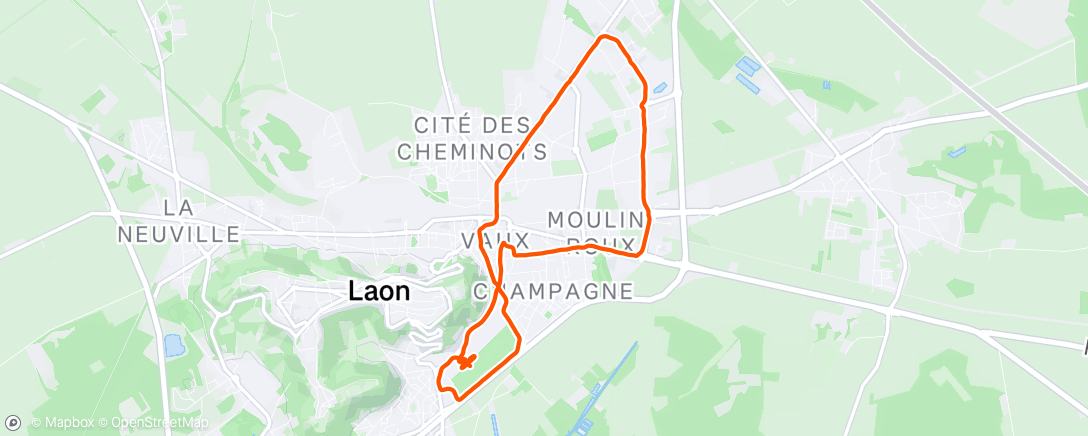 Map of the activity, Course à pied en soirée