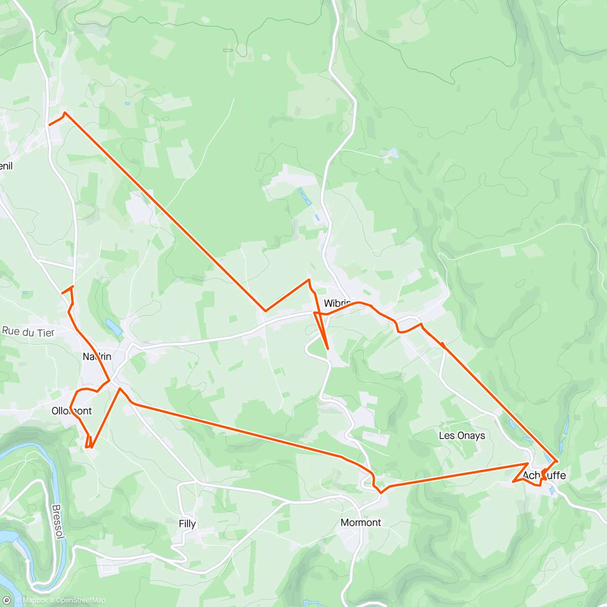 Map of the activity, Chouffe afscheidsritje