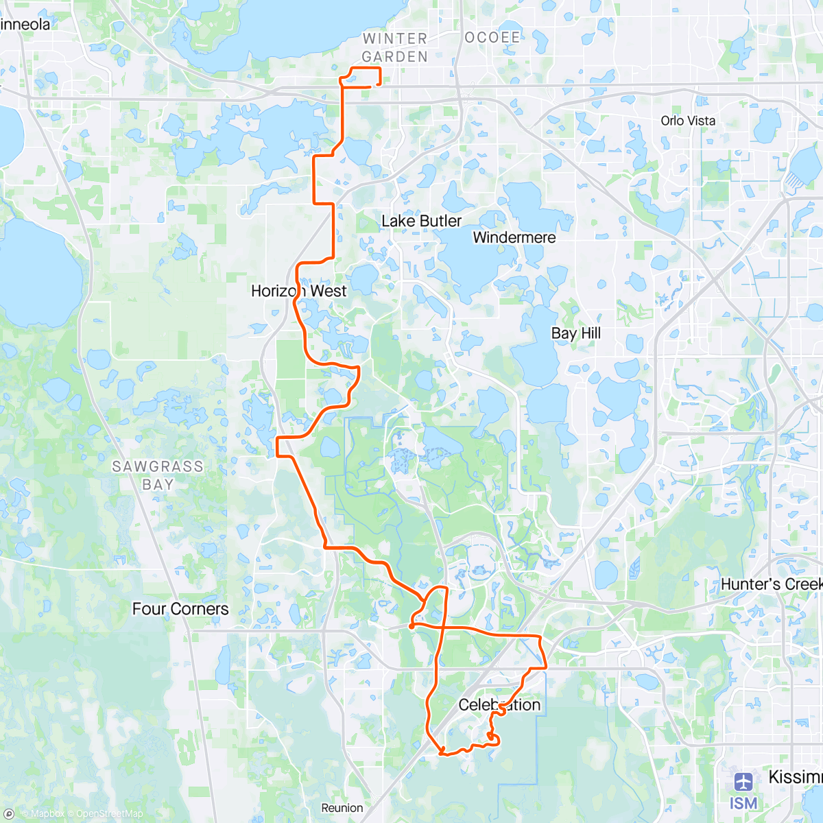 Map of the activity, Shop ride to Celebration