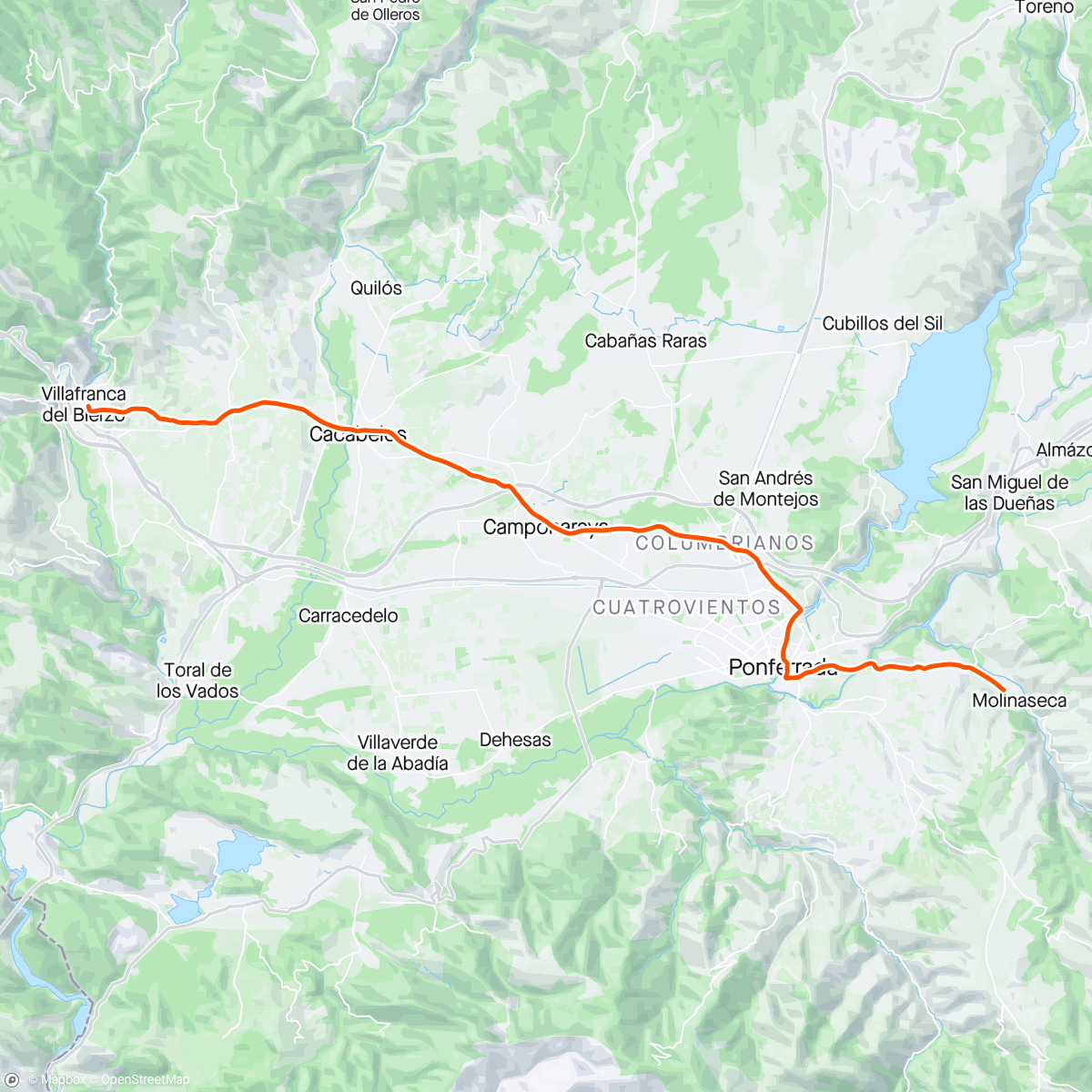 Map of the activity, Camino V: Molinaseca - Villafranca del Bierzo