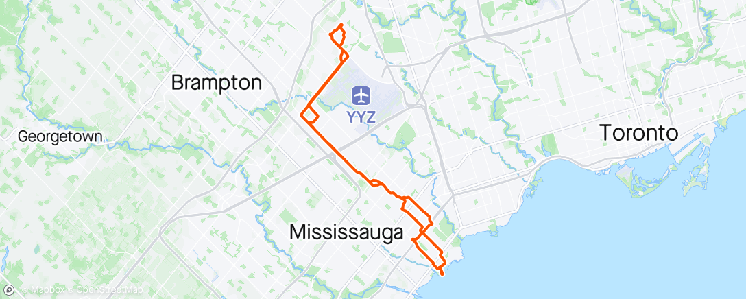 Map of the activity, Amazing 60km ride 🚴‍♂️ to Lake Ontario, Chilling winds