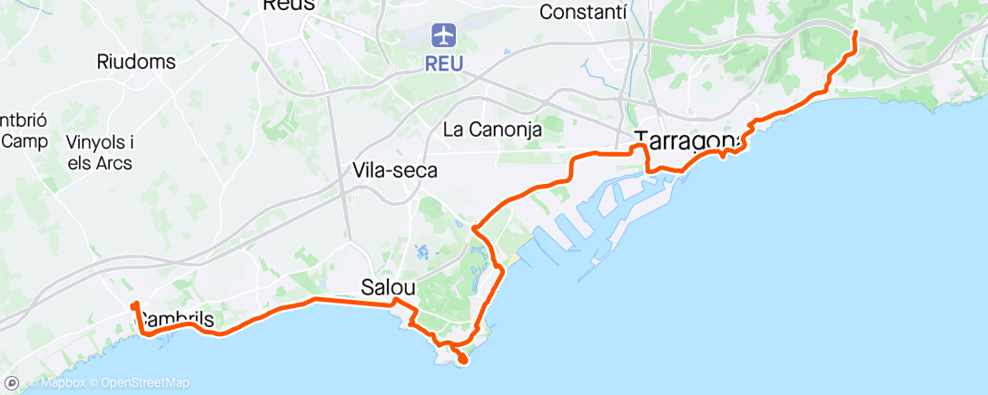 Map of the activity, recorrido de El Catllar a Cambrils