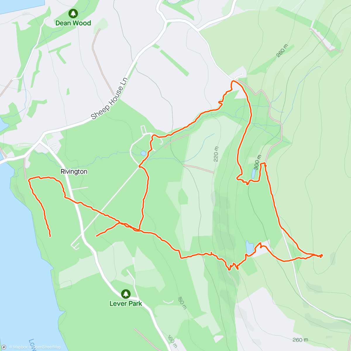 Карта физической активности (Nice walk up Rivington Pike)