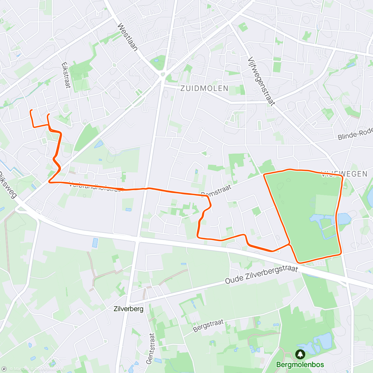 Map of the activity, Middagloop 🌞