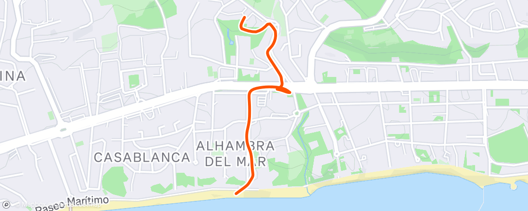 Map of the activity, Evening Run