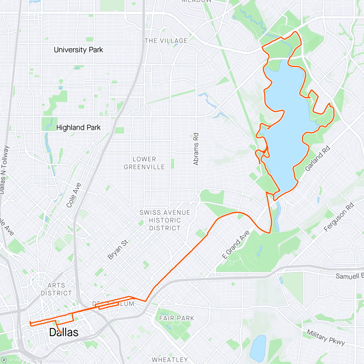 Map of the activity, Ritvar’s Welcome To Dallas Ride
