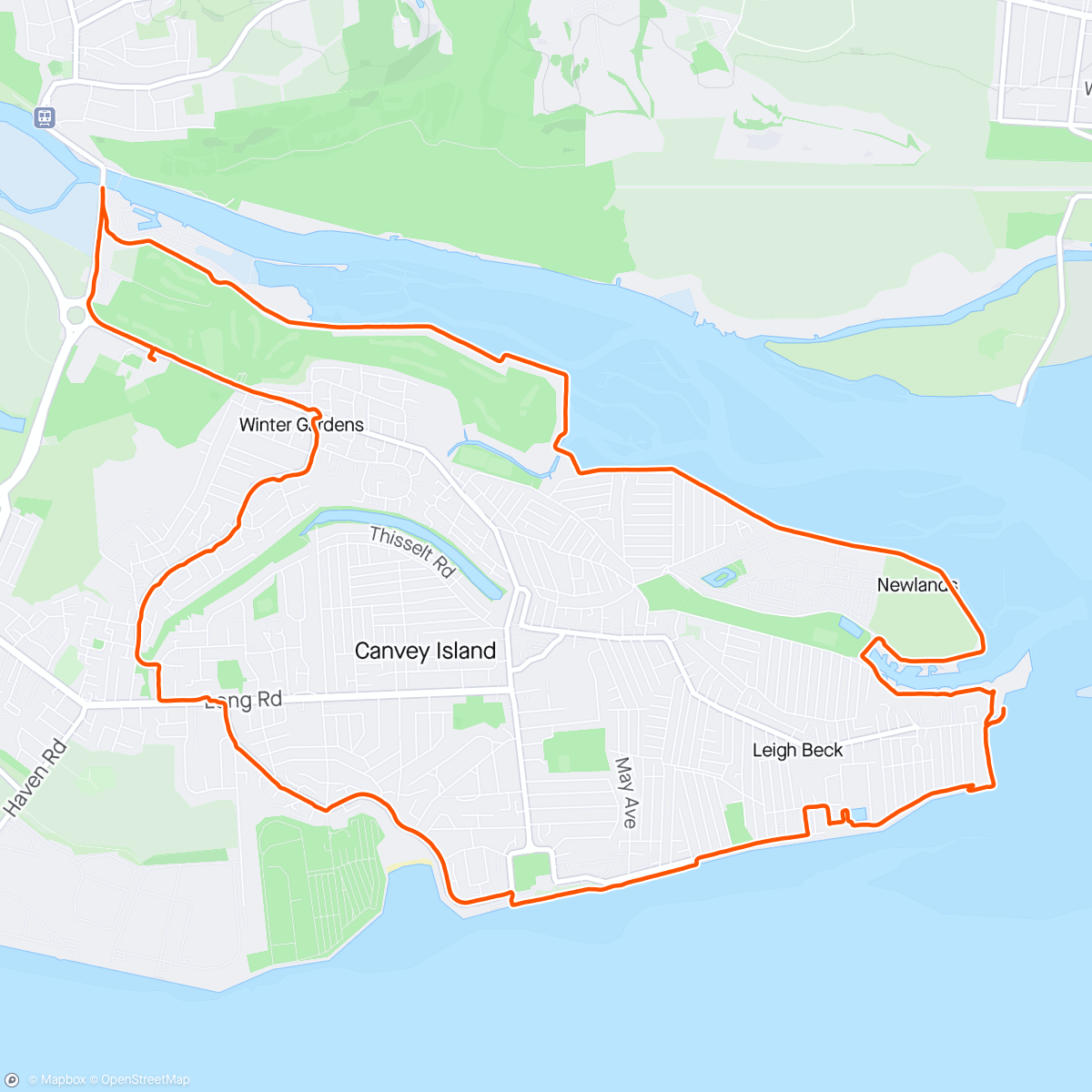 Mappa dell'attività Run 997 Canvey Island