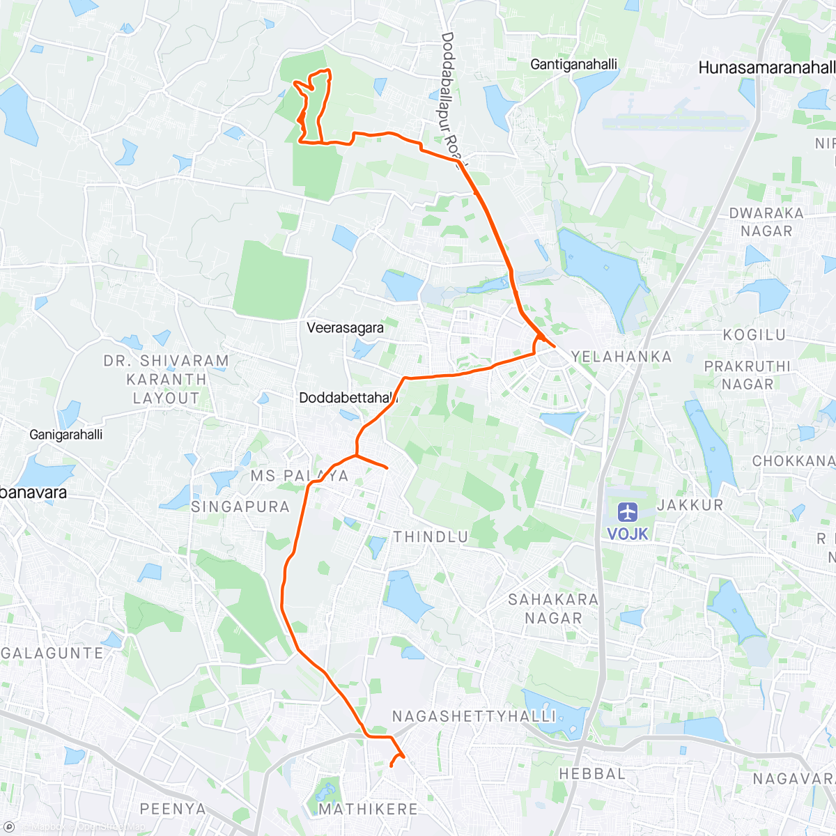 Map of the activity, Avalahalli Forest trail ride