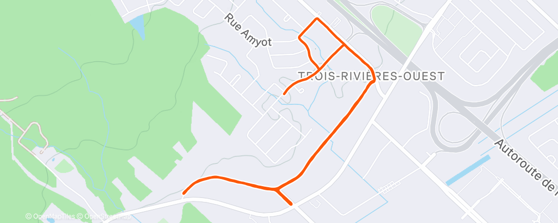 Map of the activity, Course à pied le soir