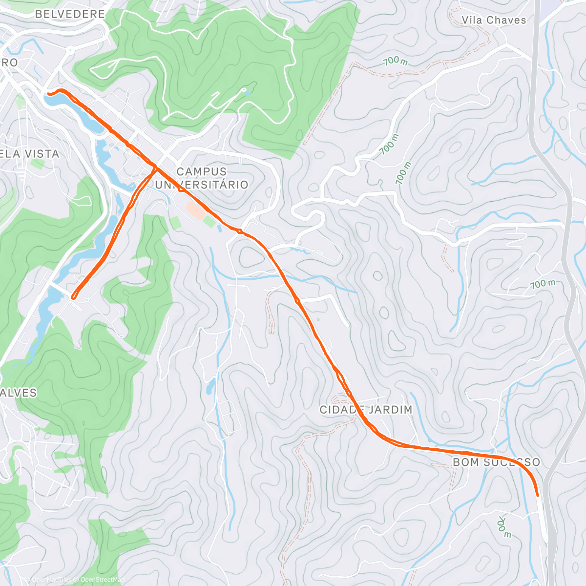 Map of the activity, Treino Domingo Asfalto UFV