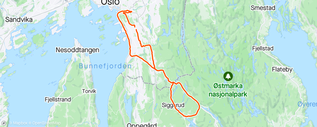 Карта физической активности (Siggerud, Mosseveien inn opp over Ekeberg)