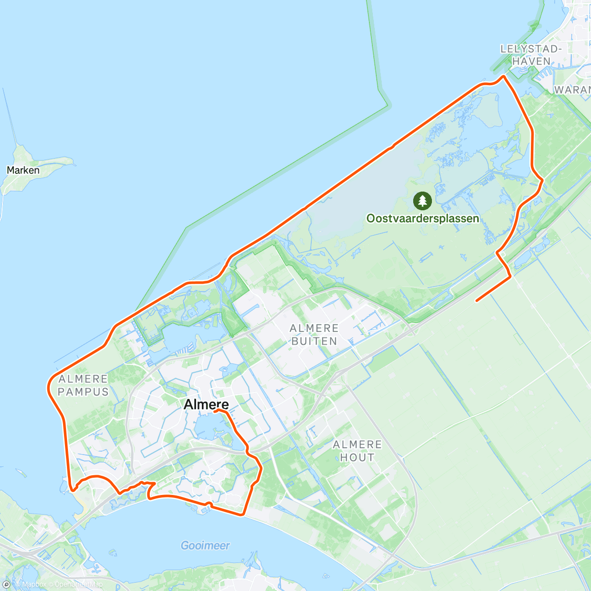 Mapa da atividade, ROUVY - Challenge Almere - Amsterdam | Netherlands 54 km