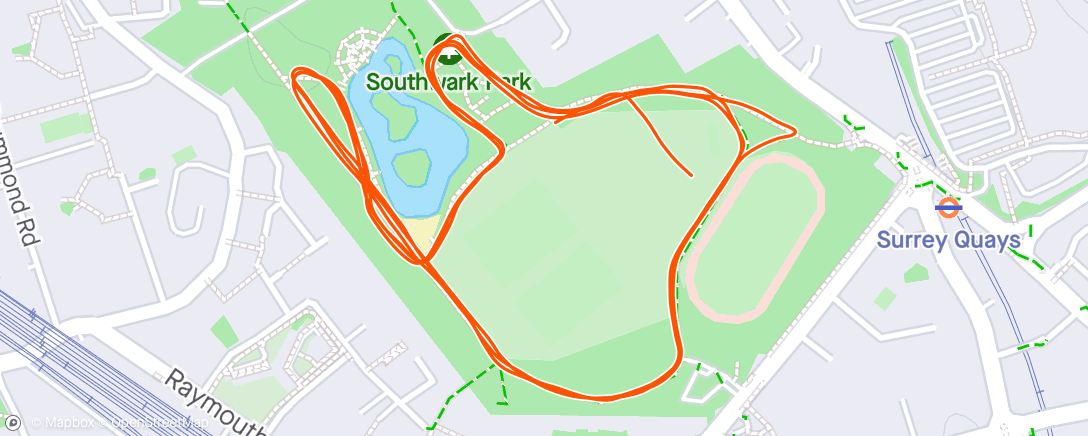 Map of the activity, Southwark parkrun