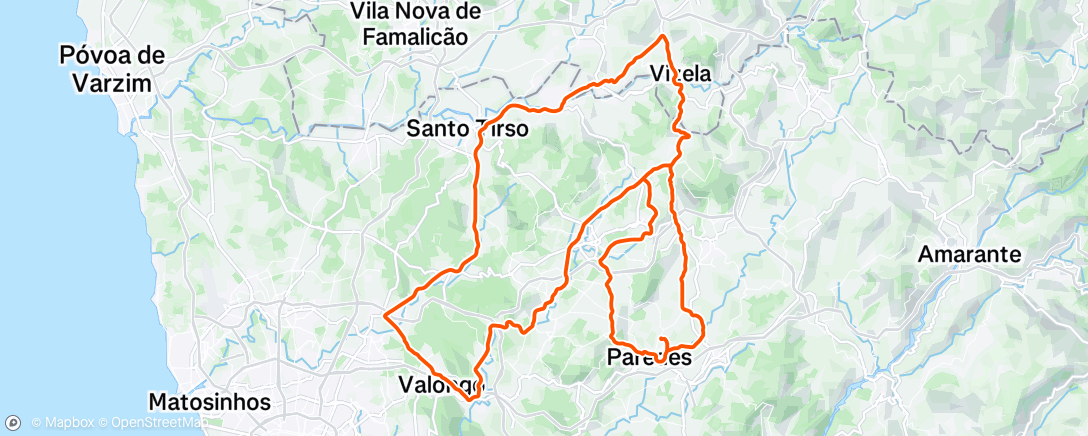 Map of the activity, Volta de bicicleta vespertina