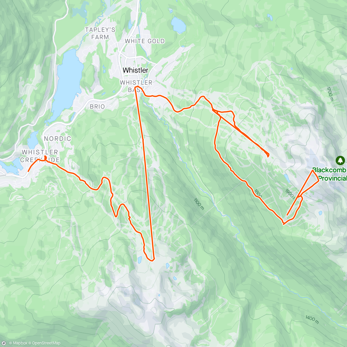 Map of the activity, Blackcomb closing day