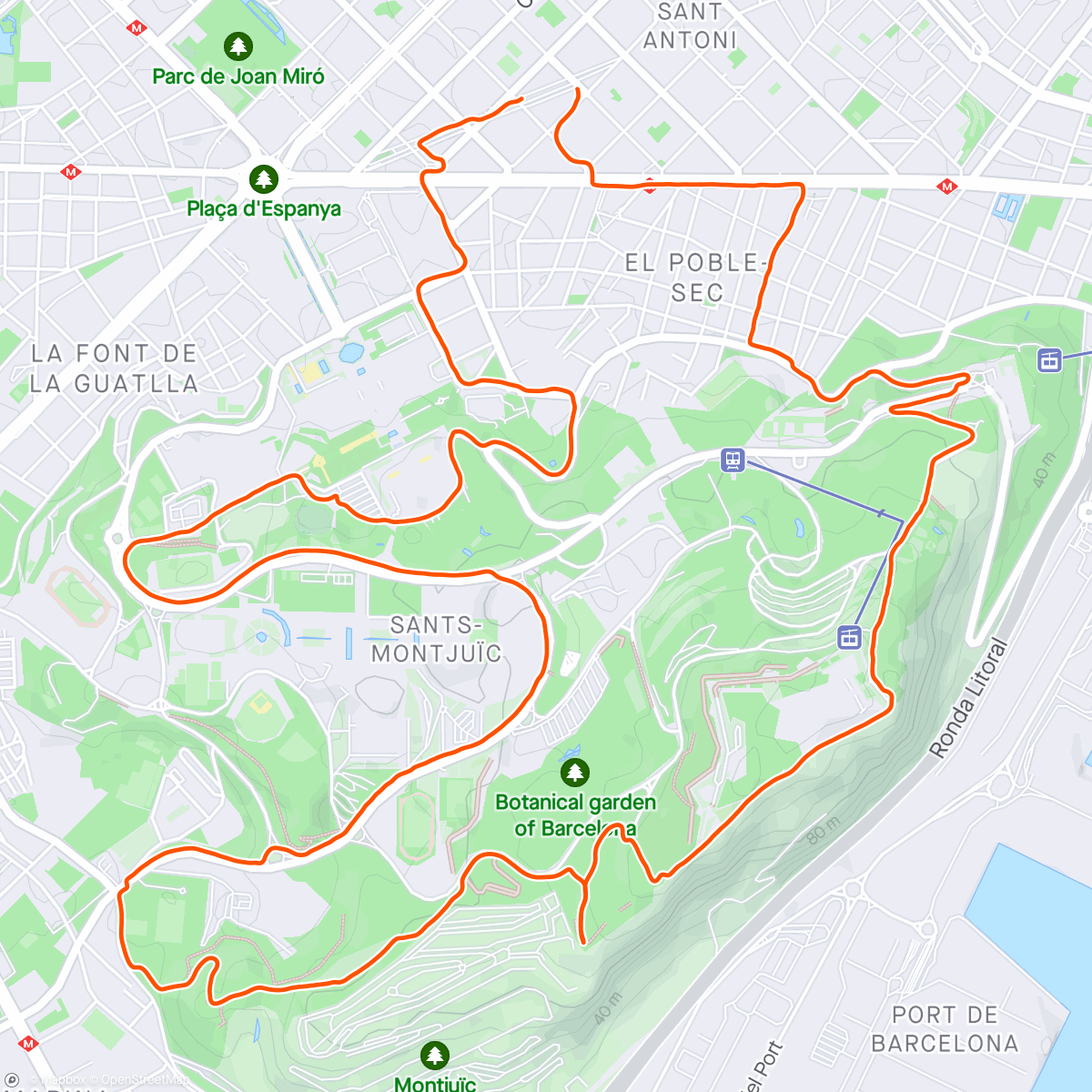Map of the activity, Montjuic