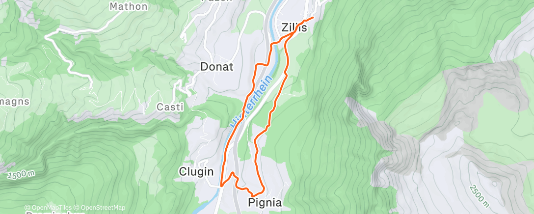 Map of the activity, Trailtreff Zillis